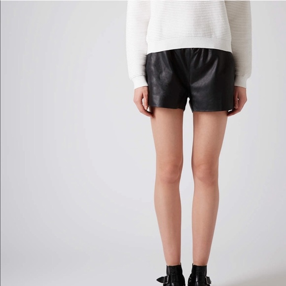 topshop faux leather shorts